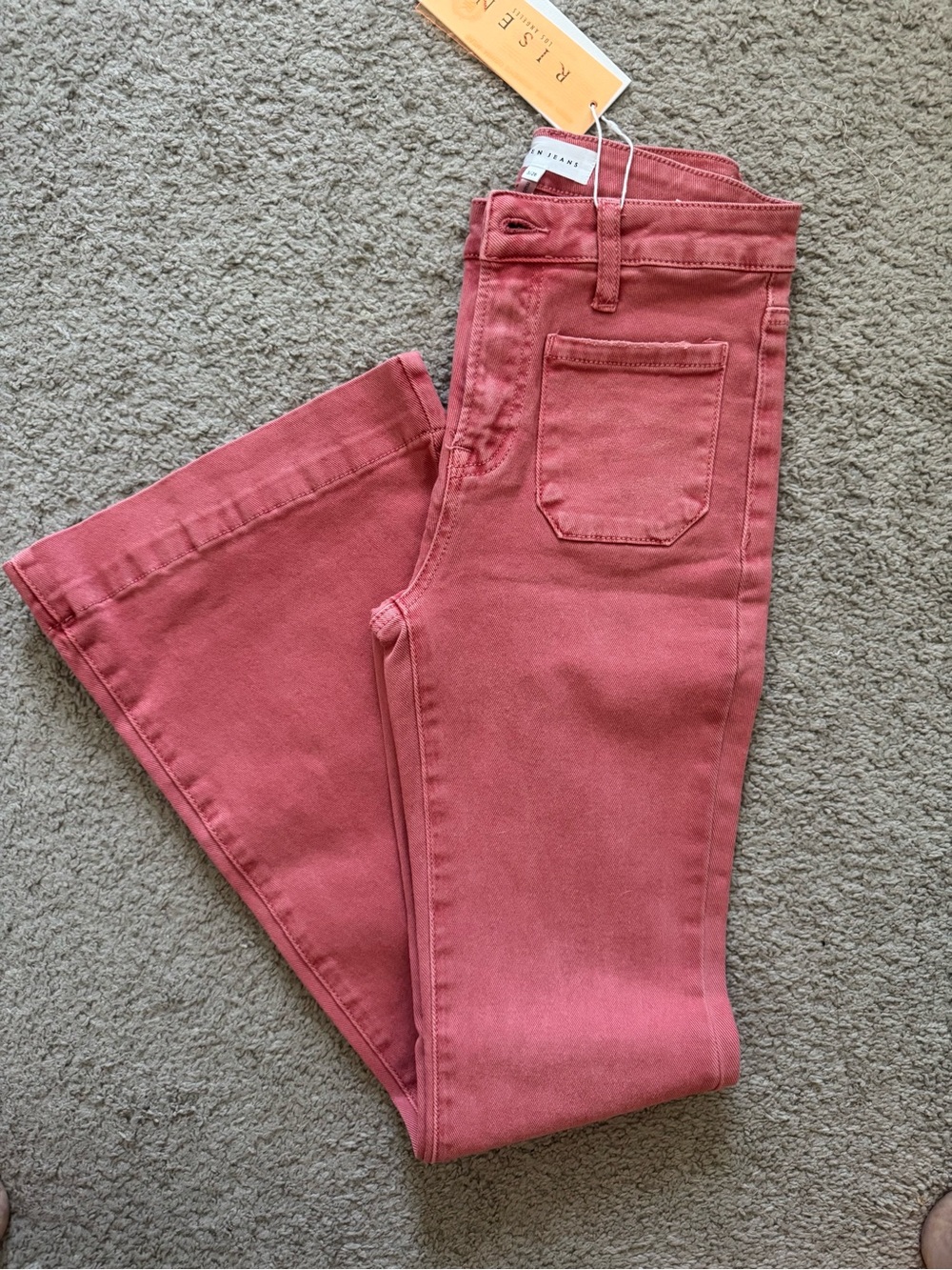 Rise & Sourced High-Rise Flare Jeans in Dusty Rose